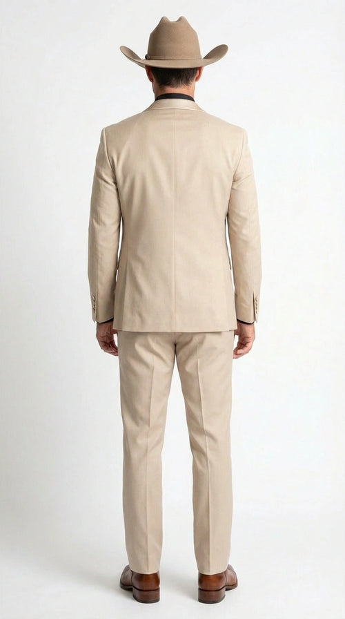 Mens Tan Cowboy Suit Western Formal Two Piece Suit for Weddings,  Champaign Sand Color