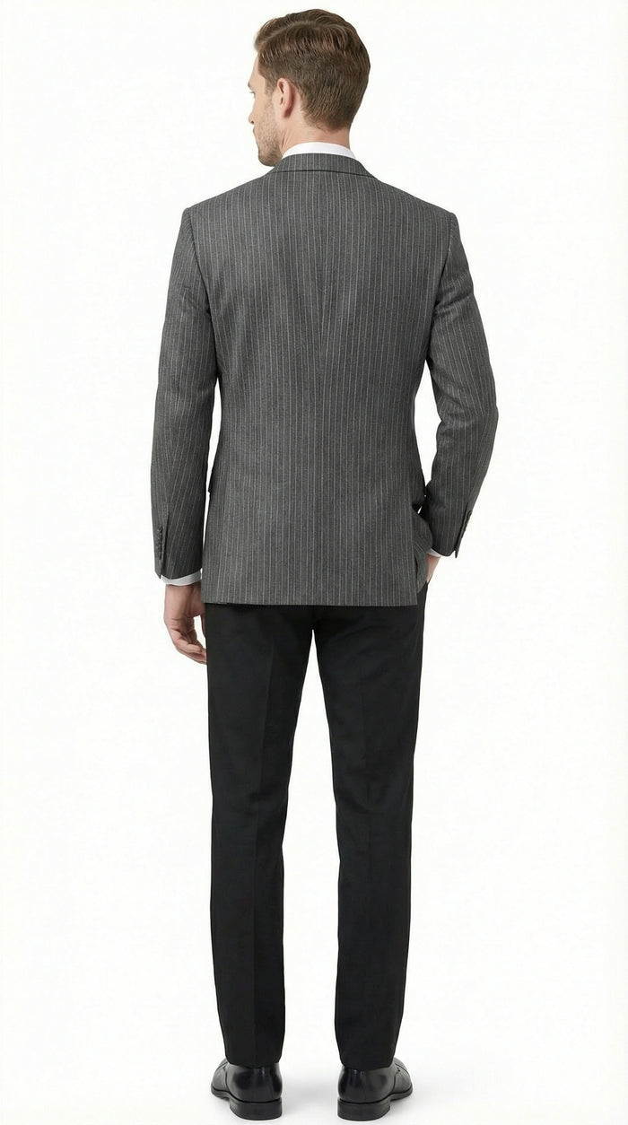 Mens Charcoal Grey Pinstripe Blazer Classic Tailored Formal Jacket for Business, Professional Wear Sportcoat