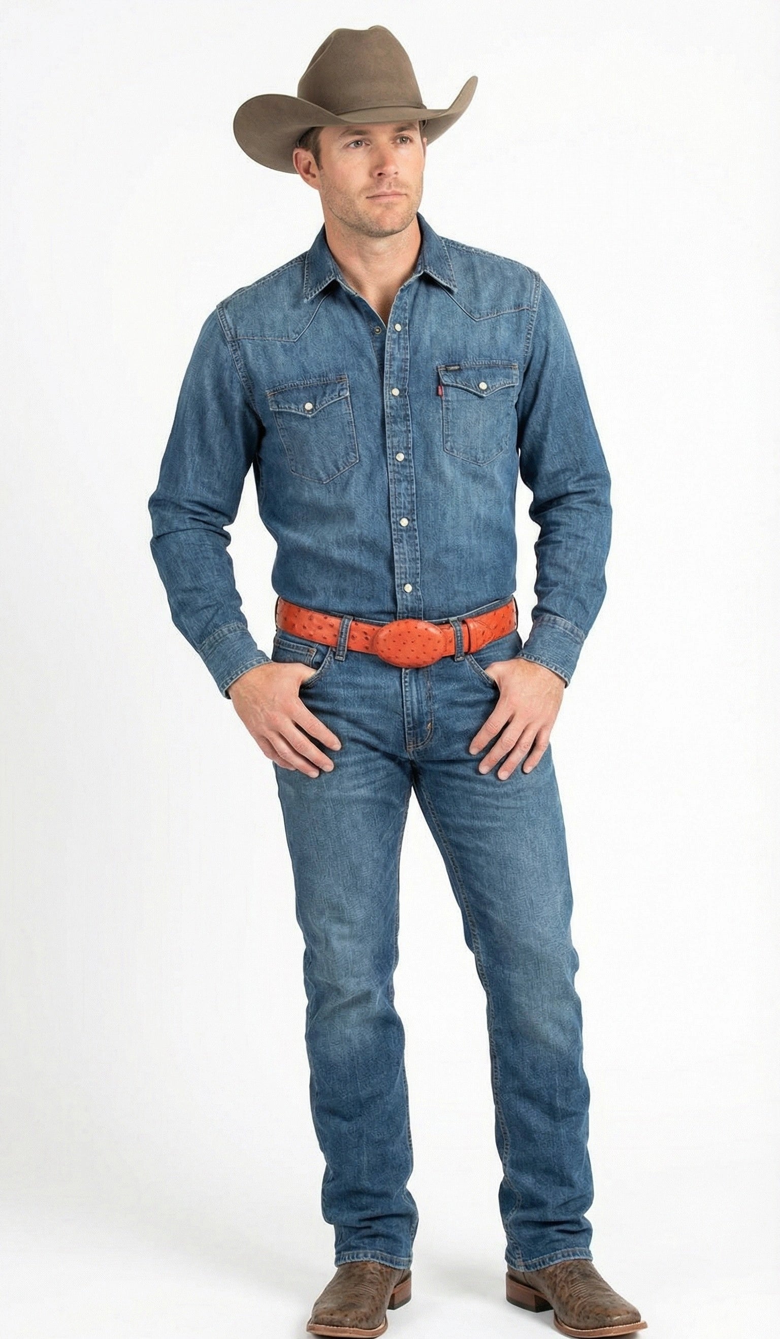 Men’s Orange Rust Copper Genuine Leather Belt with Textured Finish – Classic Dress Belt for Formal and Casual Wear - One size