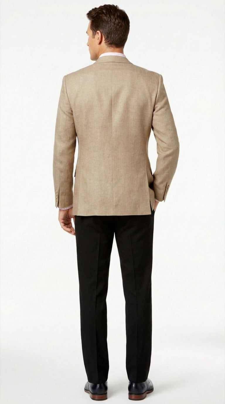 Mens Tan Blazer Sport Coat  Classic Fit Beige Dress Jacket for Business, Wedding and Smart Casual Wear