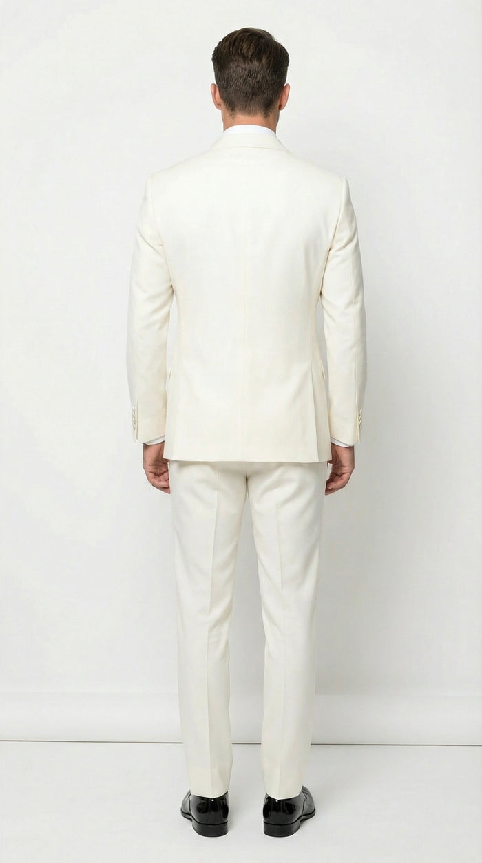 Mens ivory Cream Double Breasted Suit Classic Formal Tuxedo Style Suit for Weddings off White Color