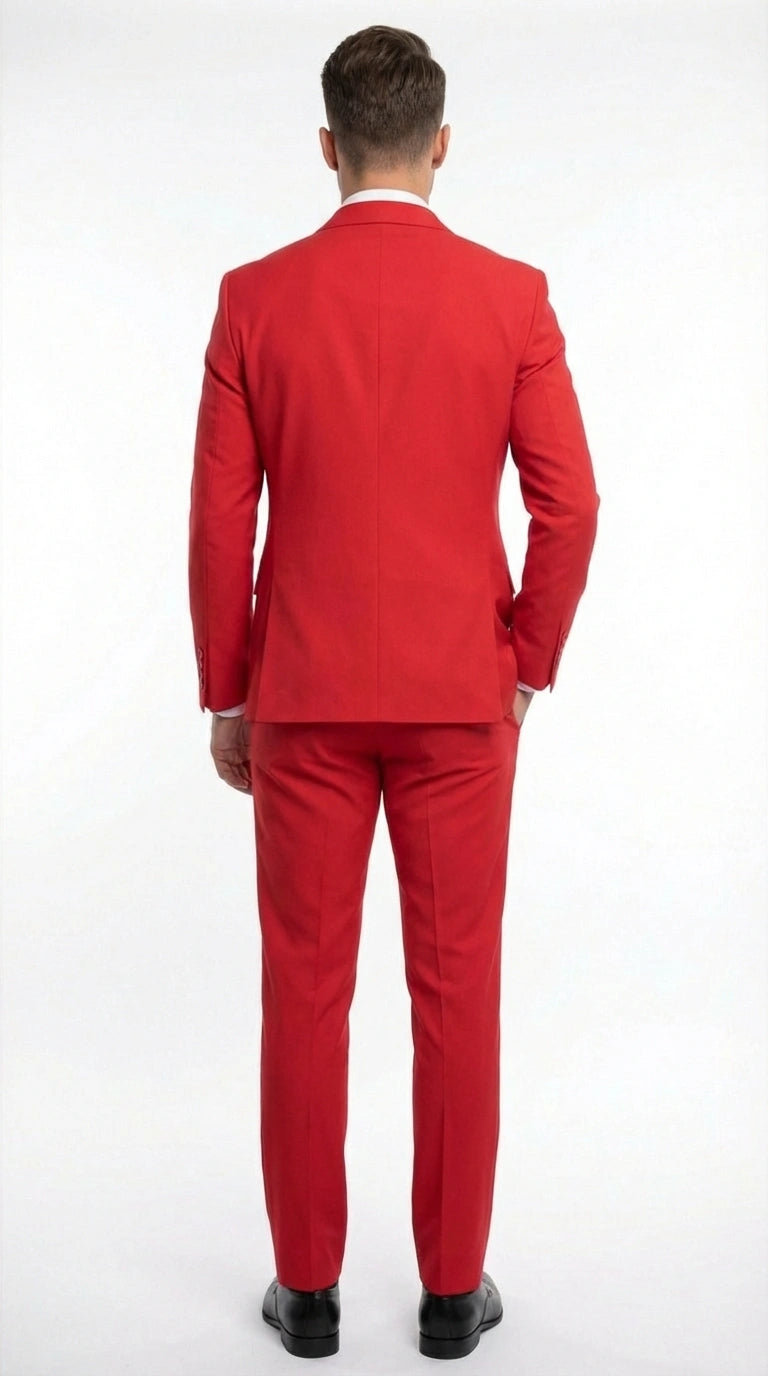 Vitali Red Double Breasted Suit Mens 2 Piece Formal Suit for Wedding, Prom and Special Events Modern Fit - 34 Short or Extra Small