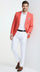 Mens Coral Linen Blazer Sport Coat – Lightweight Summer Linen Jacket for Wedding, Beach Events, Business Casual in Salmon Color