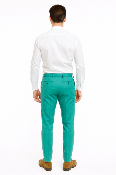 Mens Aqua Dress Pants Slim Fit Stylish Formal Trousers for Parties and Casual Wear in Turqoise Color