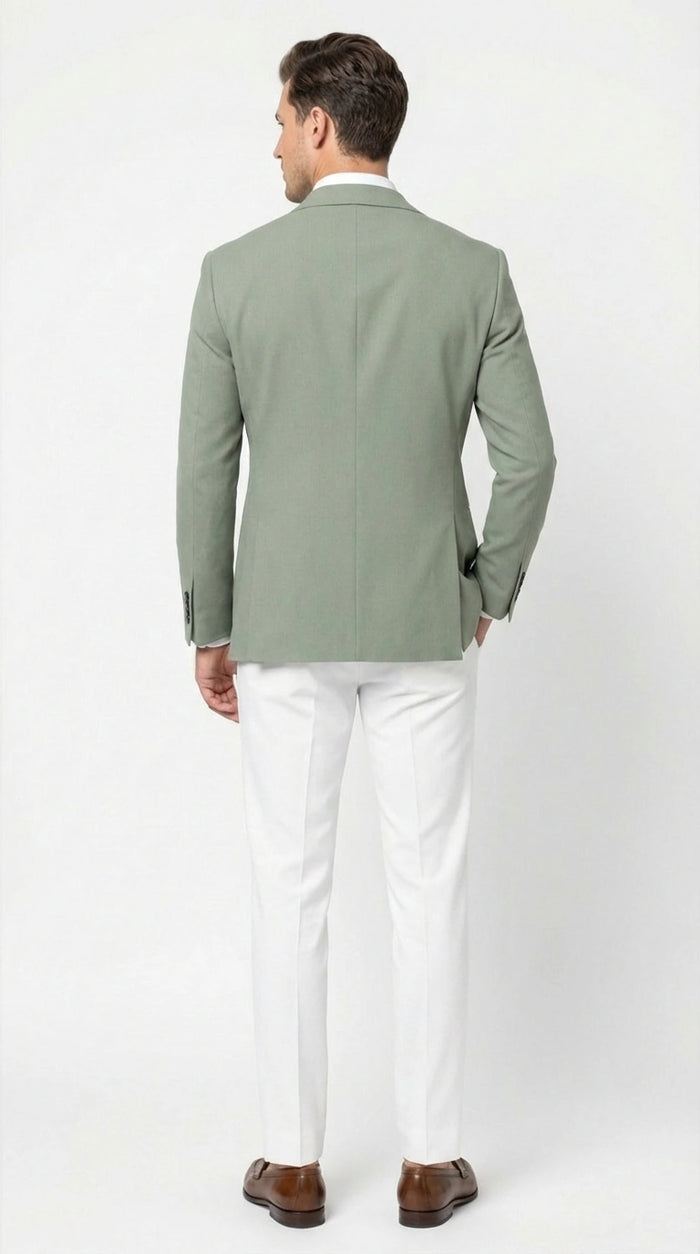 Mens Sage Green Blazer Two Button Notch Lapel Formal Jacket for Wedding, Summer and Party Wear in Light Green Sport Jacket