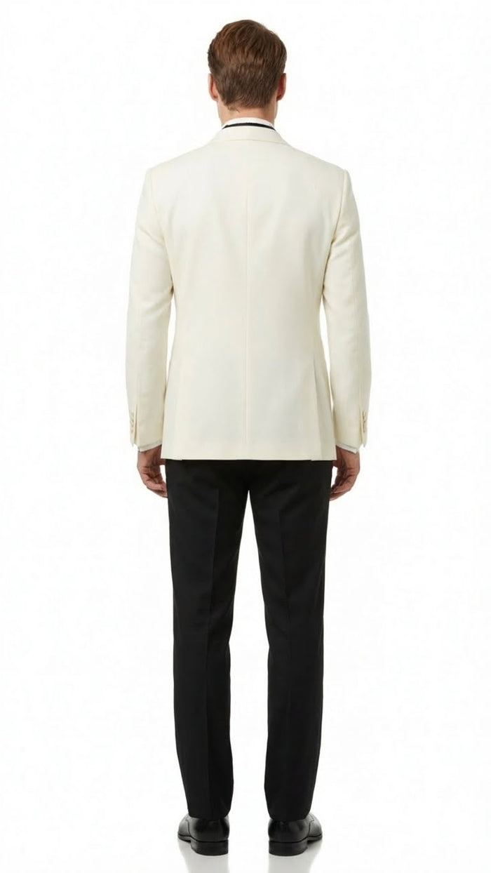 Mens Ivory Double-Breasted Shawl Lapel Tuxedo Jacket | Premium Formal Dinner Jacket for Weddings and Black-Tie Events