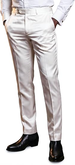 Mens Solid Color Shiny Satin Dress Pants 6VP1010 - dress size pants : 28 Unfinished bottom