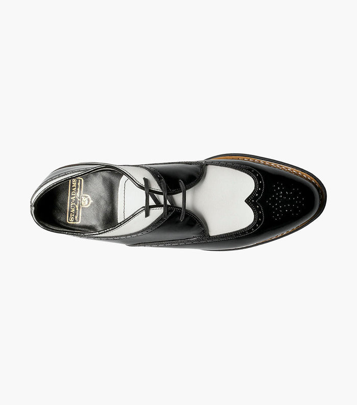1920s Dress Shoes Shiny Black Wingtip 00375-01