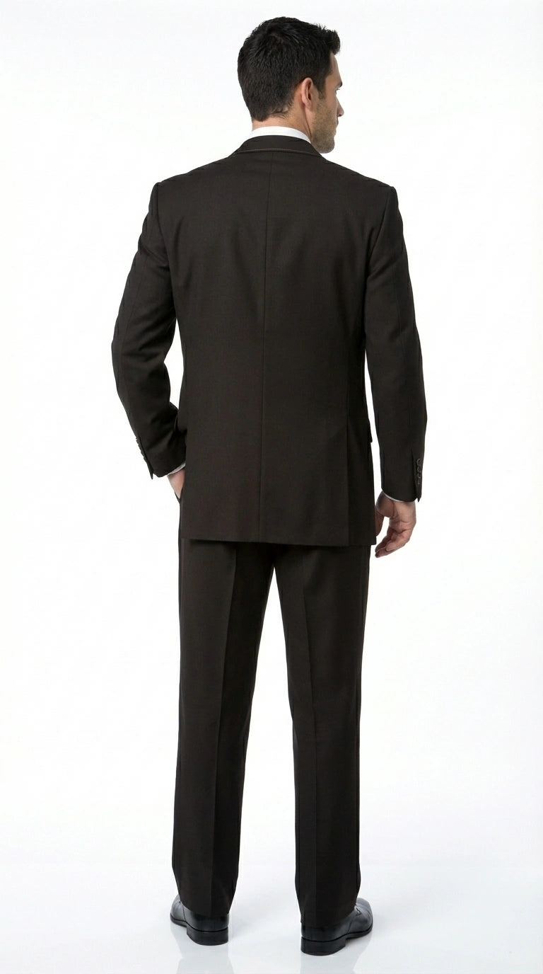 Men’s Dark choclate Brown Three Buttons 3 Piece Suit – Classic Brown 3PC Wedding, Church and Business Formal Suit for Men - 34 Short or Extra Small