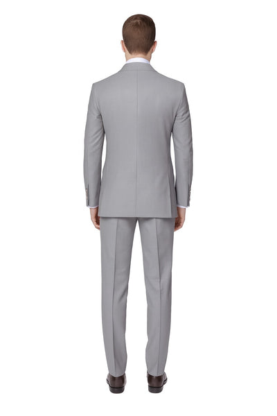Mens Light Grey Double-Breasted Suit Classic Slim Fit Business and Wedding Formal Attire
