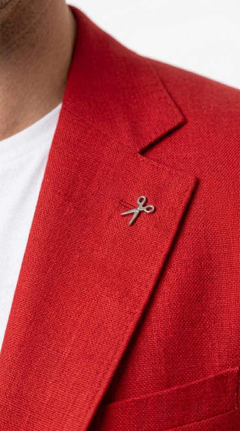 Men’s Red Linen Blazer, Lightweight Business Casual Wedding Sport Coat Jacket - 36 Short
