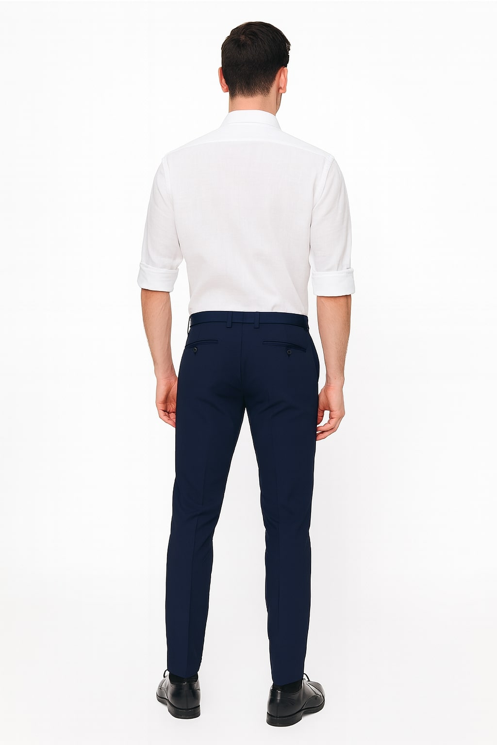 Men’s White Linen Button Down Shirt – Long Sleeve Roll-Up Casual Dress Shirt - 15.5"Neck-34-35" Sleeve