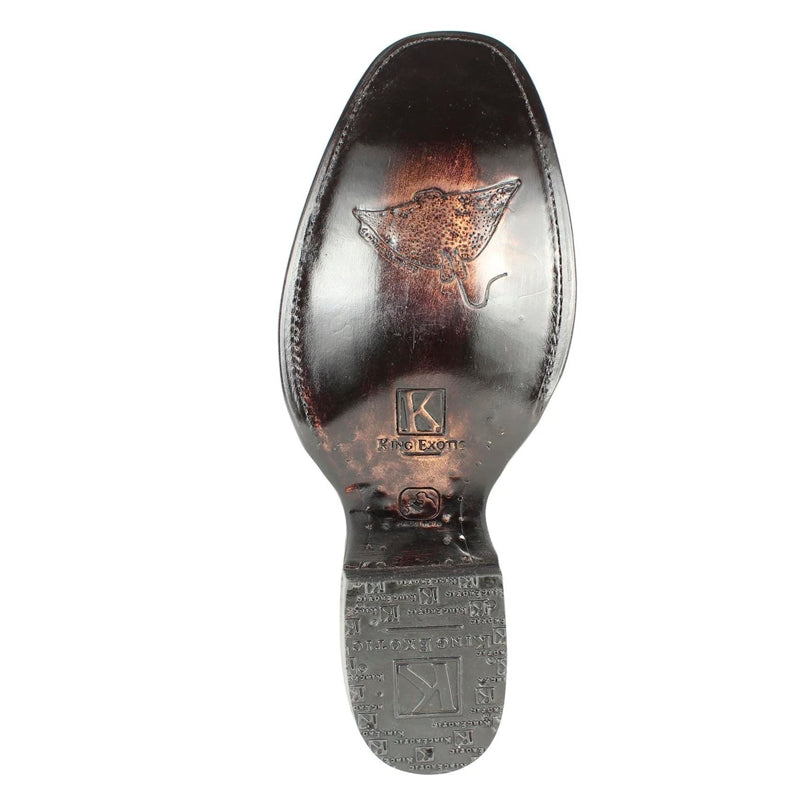 Men's King Exotic Stingray Boots Single Stone Dubai Toe Handmade Black (479BF1232) - 6 E