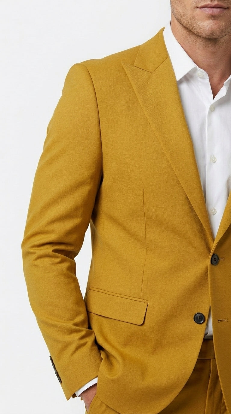 Men’s Gold Mustard Color Suit – Wedding & Prom Formal Suit Outfit, Modern Blazer and Pants