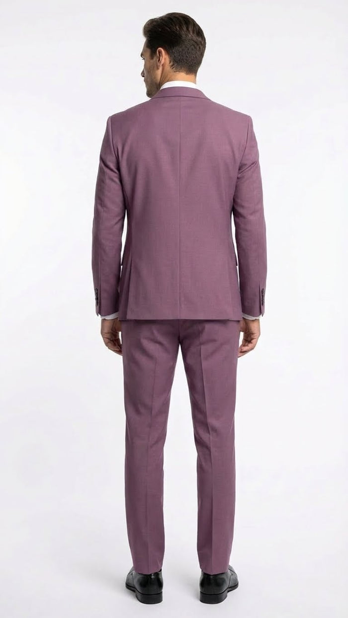 Mens Mauve Three-Piece Suit - Slim Fit Formal Blazer, Vest, and Trousers for Weddings Rose Gold Pinkish Color