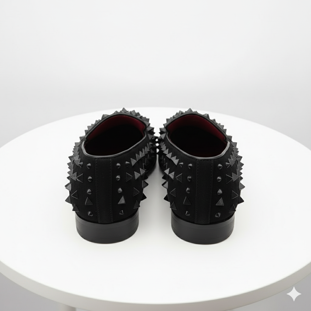 Men’s Black Studded Loafers – Sparko 09 Luxury Slip-On Dress Shoes with Spikes for Party, Prom, and Formal Events - 6