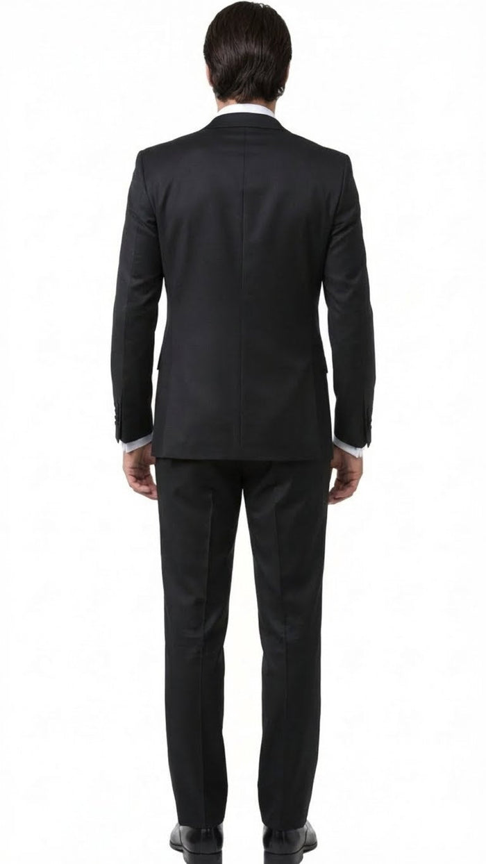 Mens Black and White Lapel Prom Tuxedo Suit + Black Vest + Black Pants Peak Lapel