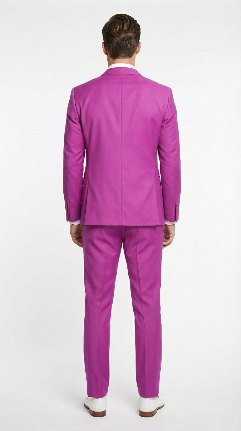 Mens Fuchsia 2 Piece Suit – Bright Pink Formal Suit for Men Stylish Wedding Party Prom Suit Magento Color - 34 Short or Extra Small