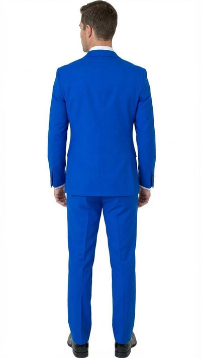Mens Bright Royal Blue and White lapel  Embellished Tuxedo Suit 3-Piece Formal Wedding, Prom, and Gala Outfit