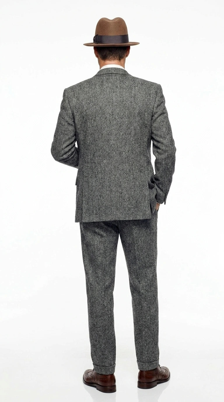Men’s Grey Vintage Gangster Suit – Bonnie and Clyde Inspired 3 Piece Classic 1920s Formal Outfit - 34 Short or Extra Small