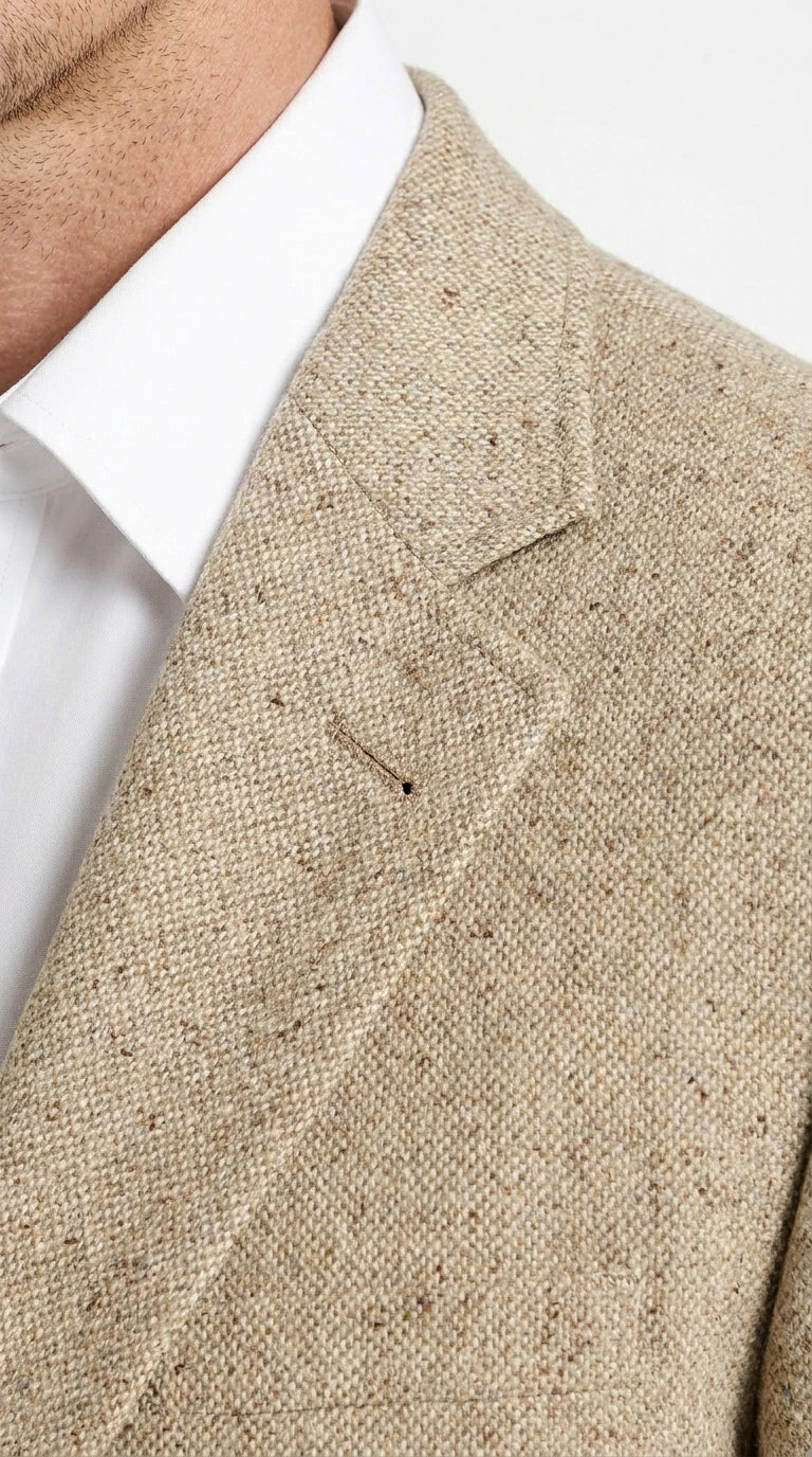 Men’s Light Tan Sand Tweed Cowboy Blazer – Country Style Western Jacket for Casual, Ranch, Saco Para Vaquero - 36 Short