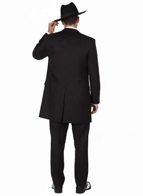 Mens Black and Red Pinstripe Zoot Suit 1920s Gangster Vintage 3-Piece Suit for Formal, Prom, and Themed Events