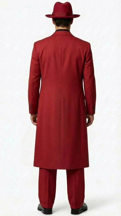 Mens 1920s Burgundy Zoot Suit Long Mafia Gangster Three-Piece Vintage Outfit Zuit Pachuco Style