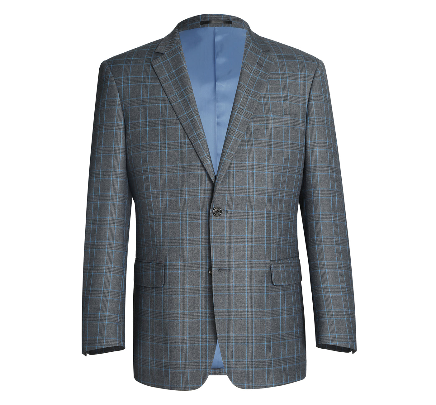 293-5 Men's Two Piece Classic Fit Windowpane Check Dress Suit - 36Sx30W