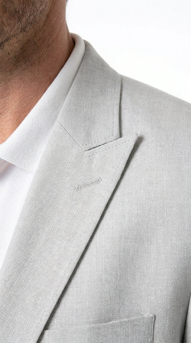 Men’s Very Light Grey - Linen Western Cowboy Blazer, Formal Sport Coat for Weddings, Parties, Country Events, and Casual Dress Wear in Ice Ash Color - 36 Short