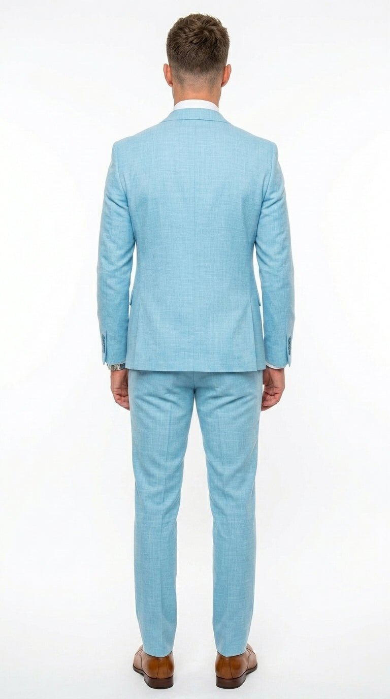 Men’s Turquoise Light blue Suit, Vested Formal Dress Suit for Weddings, Prom, Summer Parties, and Special Occasions in Aqua Blue Color By Rossiman