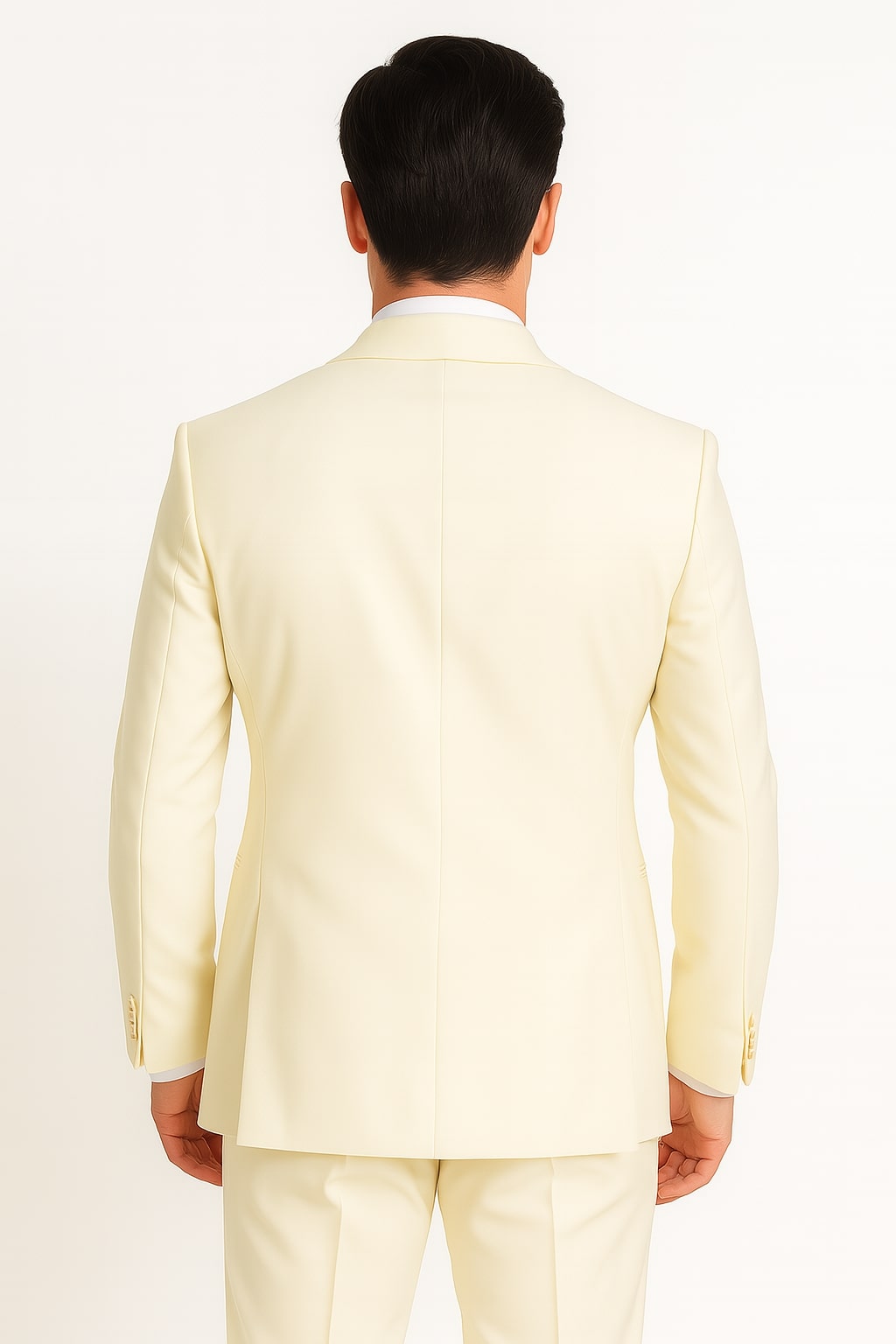 Mens Off-White Double Breasted Tuxedo Jacket with Shawl Lapel | Formal Wedding Suit in Ivory Cream Color - 34 Short or Extra Small