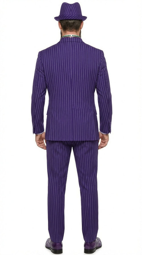 Mens Purple Pinstripe Mardi Gras Suit | Classic Double Breasted Formal Carnival Suit