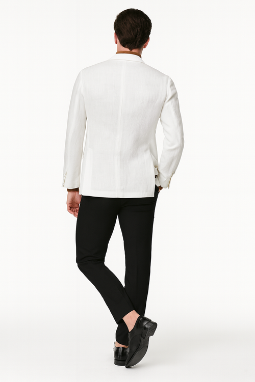 Mens White Linen Blazer Classic Two-Button Lightweight Sport Coat