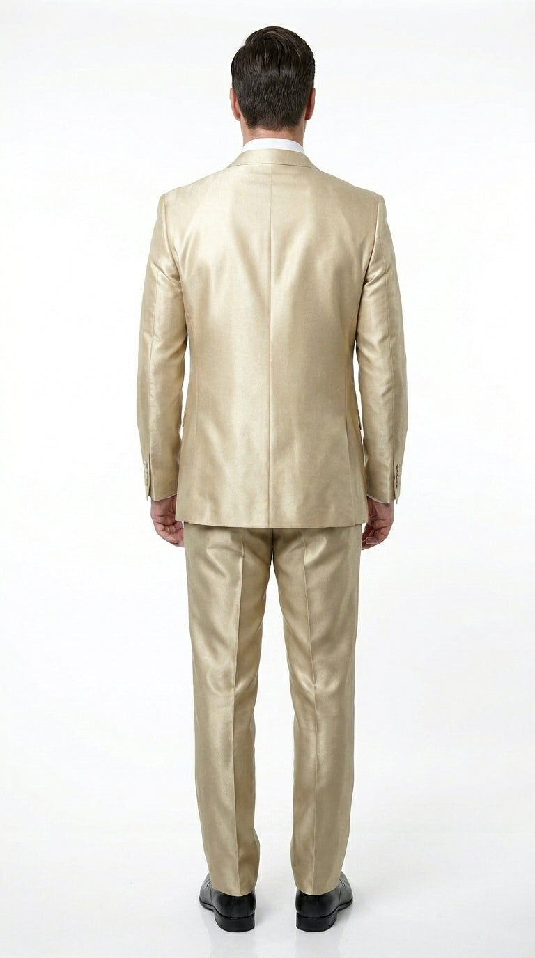 Men’s Champagne Wedding Suit with Jacket, Vest and Pants, Summer Formal Dress Suit