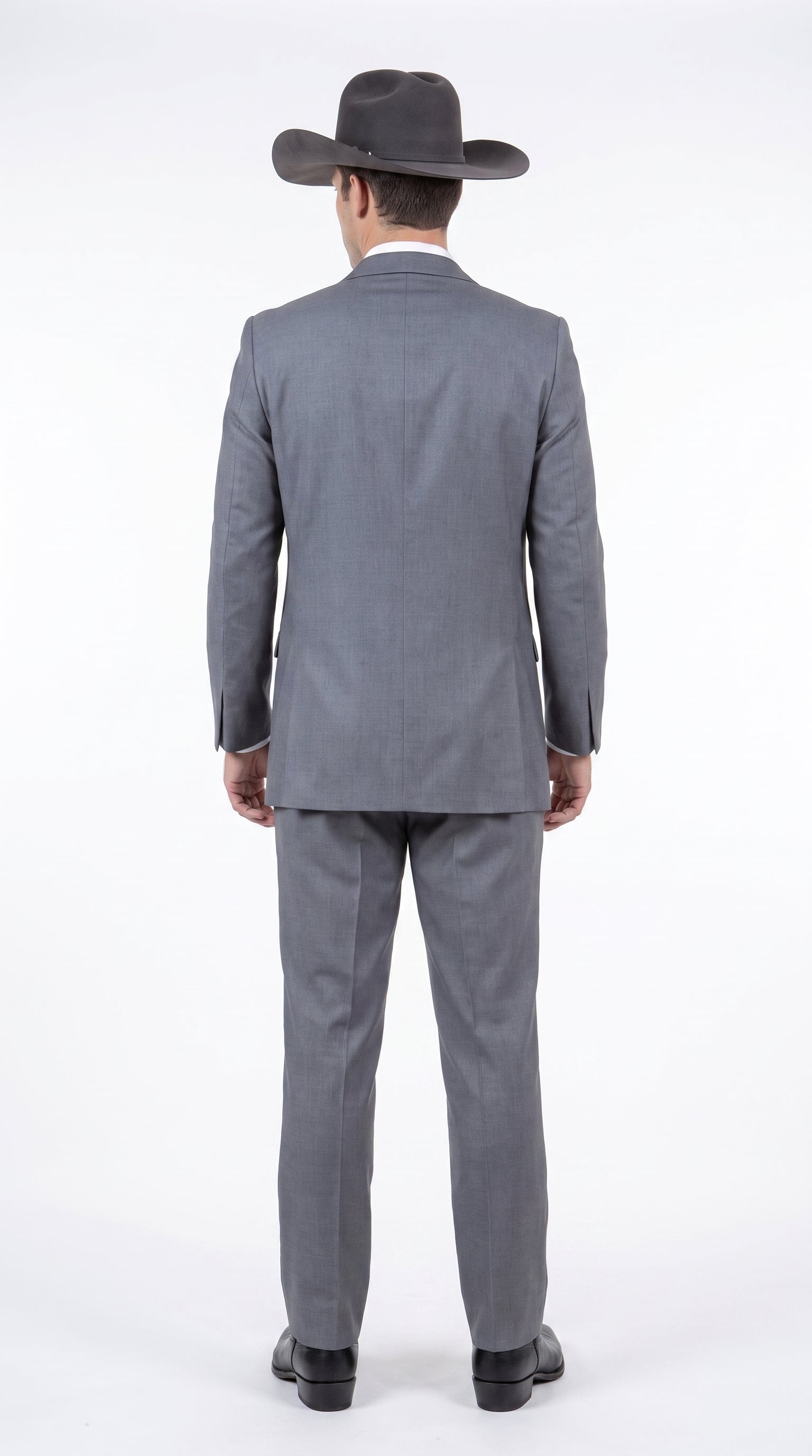 Men's Medium Grey Western 3-Piece Tuxedo Suit with Vest – Cowboy Style Formal Country Outfit