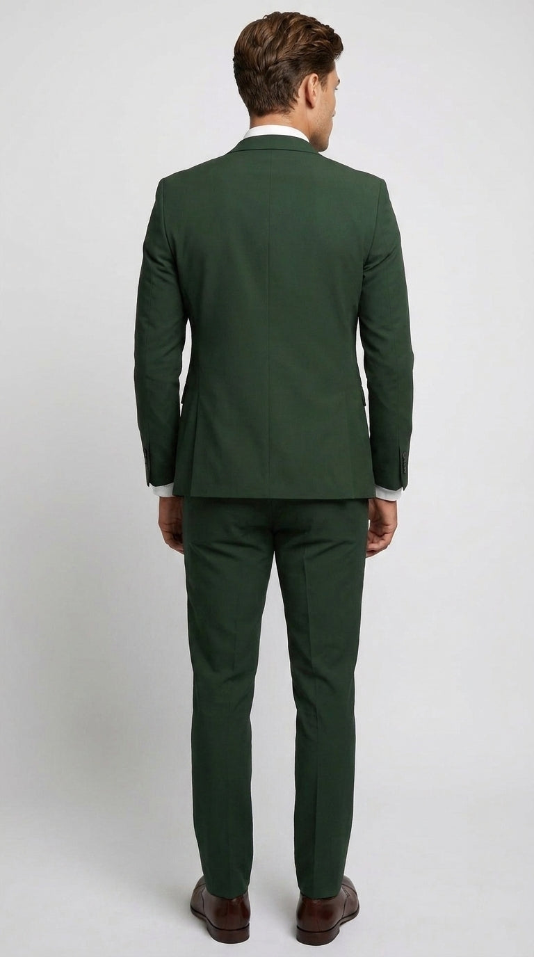 Men’s Forest Green 3 Piece Wedding Suit, Formal Groom Groomsmen Dress Suit Set - 34 Short or Extra Small