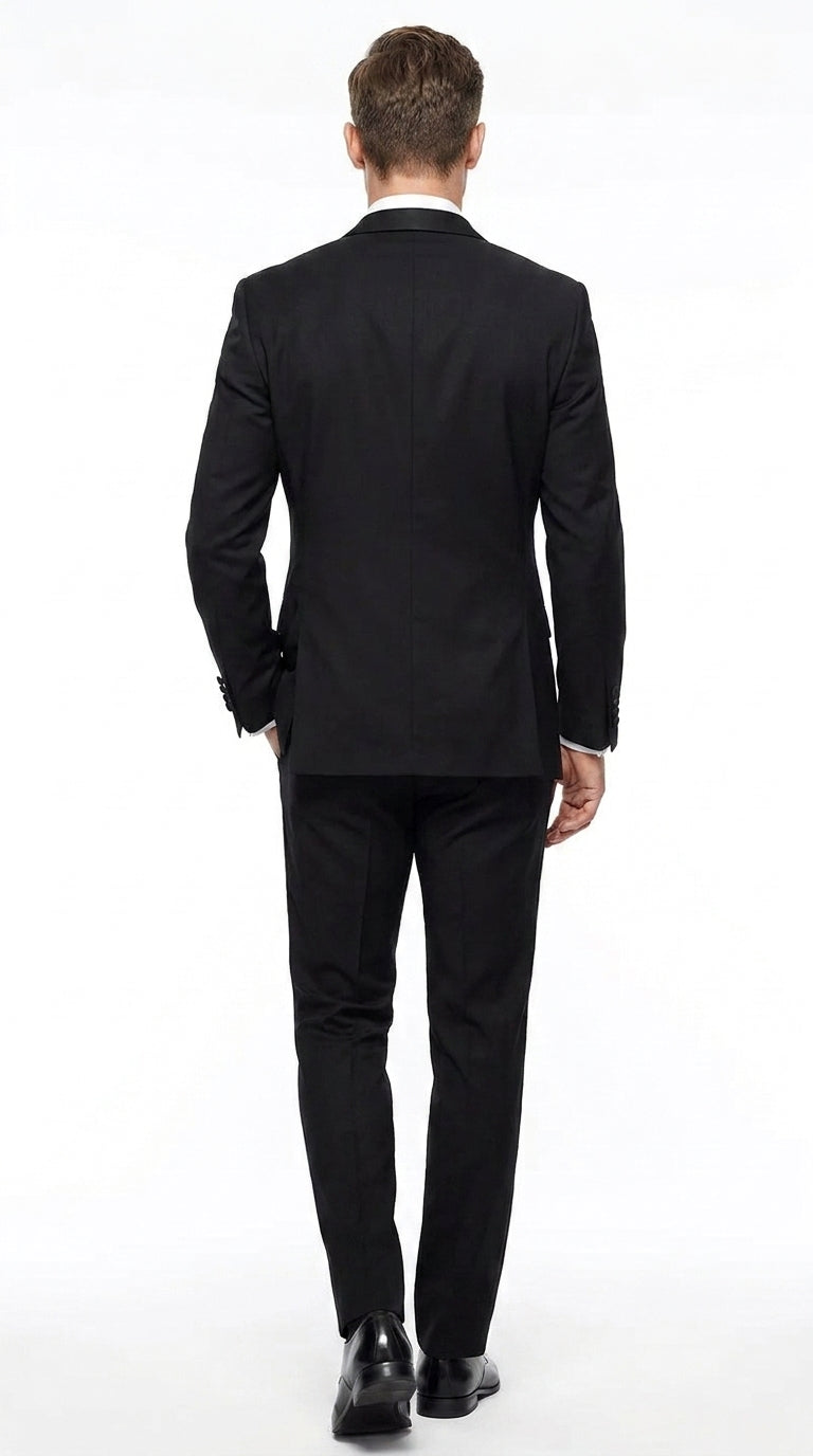Men’s Black Uniform Tuxedo – One-Button Satin Lapel Formal Suit for Weddings, Prom and Events - 34 Short or Extra Small