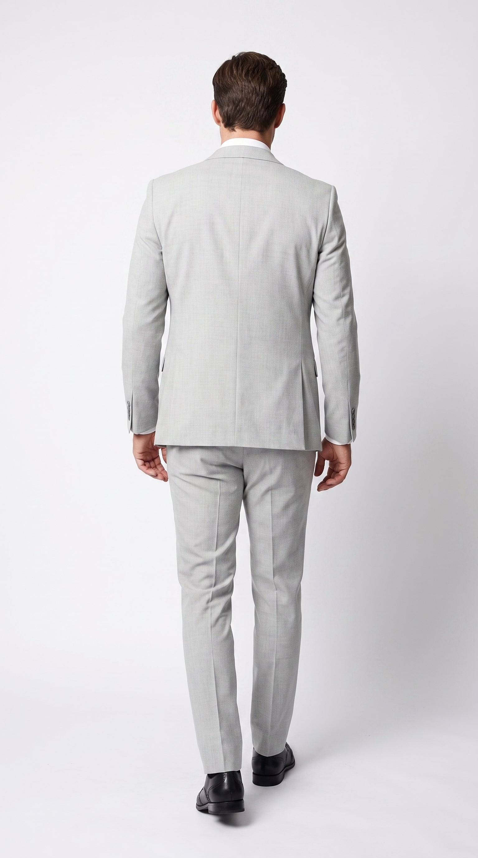 Men’s Silver & Navy Blue 3-Piece Suit – Wedding, Business and Formal Suit with Free Matching Tie