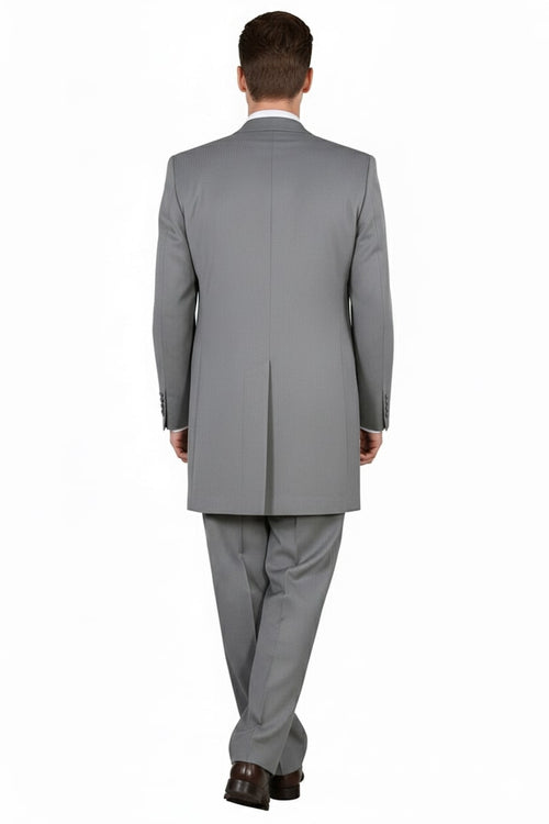 Mens Zoot Suit - Light Gray 3-Piece Suit with Vest Classic Business and Wedding Formal Wear - 1920s Fashion
