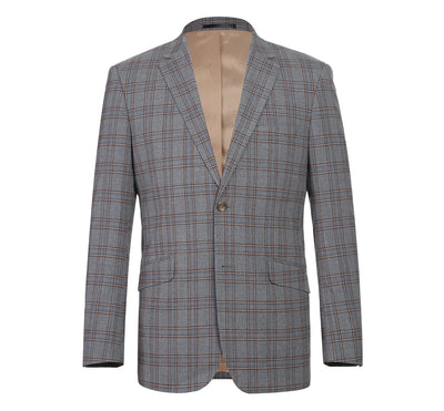 293-7 Men's Two Piece Slim Fit Stretch Windowpane Check Dress Suit