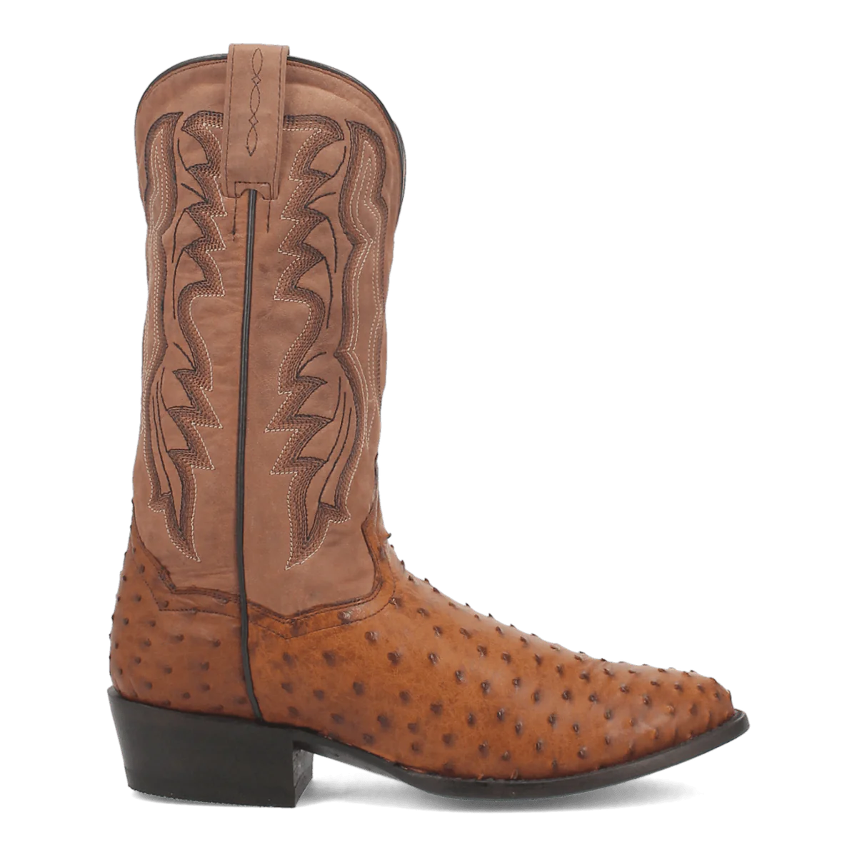 Dan Post Men's Tempe Full Quill Ostrich Round Toe Boots - Saddlebrown - 7D