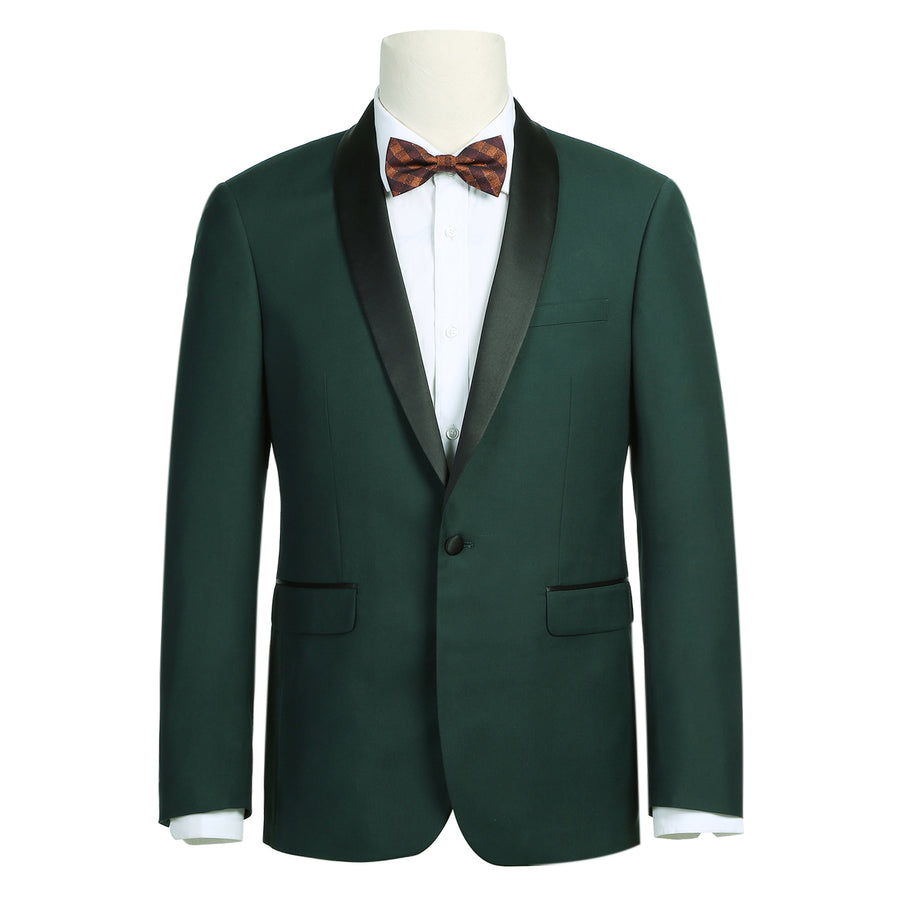 "Men's Slim Fit Shawl Collar Tuxedo - Traditional Hunter Green" - 34 Short