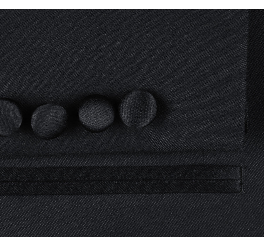 "Classic Fit Black Tuxedo for Men - Traditional One Button Peak Style" - 34 Short