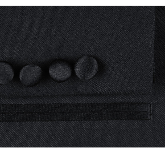 "Classic Fit Black Tuxedo for Men - Traditional One Button Peak Style"
