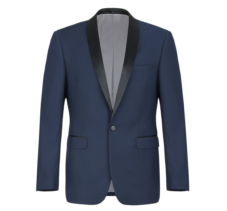 Navy Blue Slim Fit Shawl Collar Tuxedo for Men - Traditional Style - 34 Short