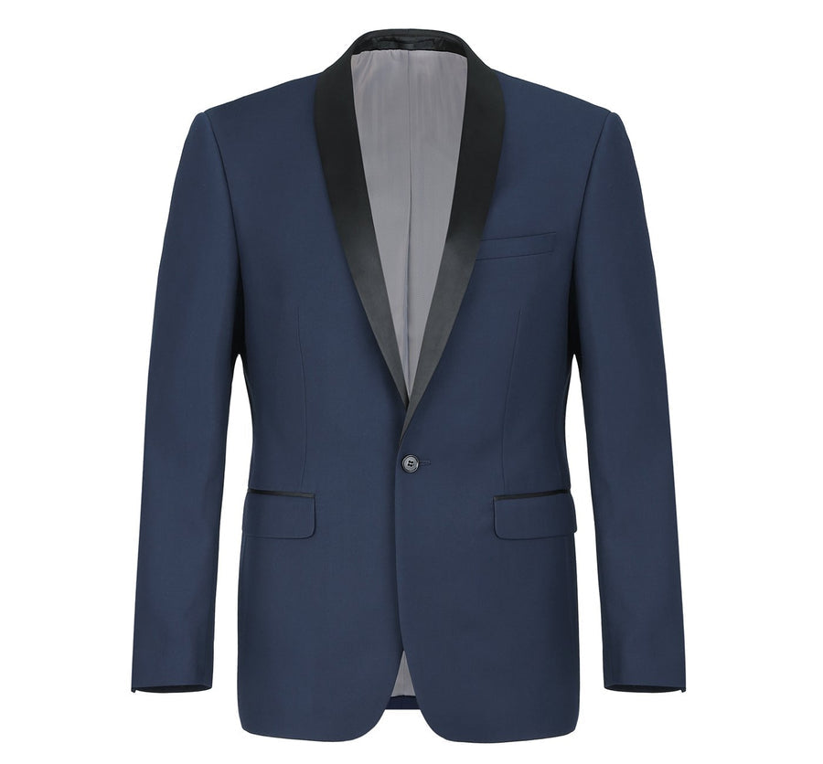 Navy Blue Slim Fit Shawl Collar Tuxedo for Men - Traditional Style