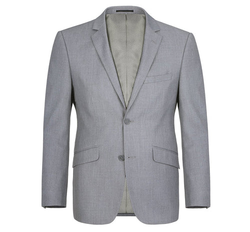 "Men's Slim Fit Two-Button Suit with Hack Pocket - Light Grey"