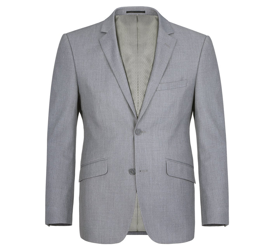 "Men's Slim Fit Two-Button Suit with Hack Pocket - Light Grey" - 34 Short