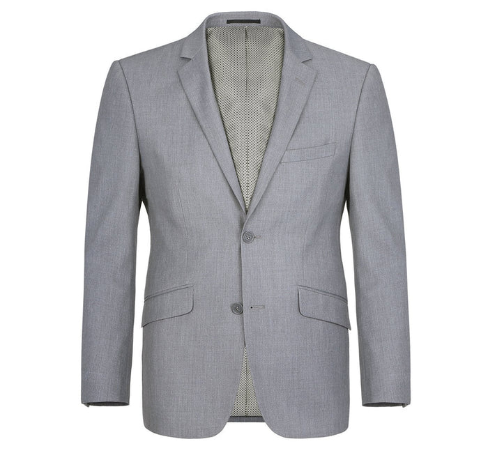 "Men's Slim Fit Two-Button Suit with Hack Pocket - Light Grey"