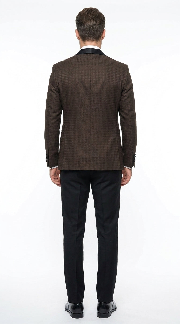 Men’s Chocolate Brown Tuxedo Suit – 3 Piece Shawl Lapel Wedding, Prom and Formal Dinner Tuxedo
